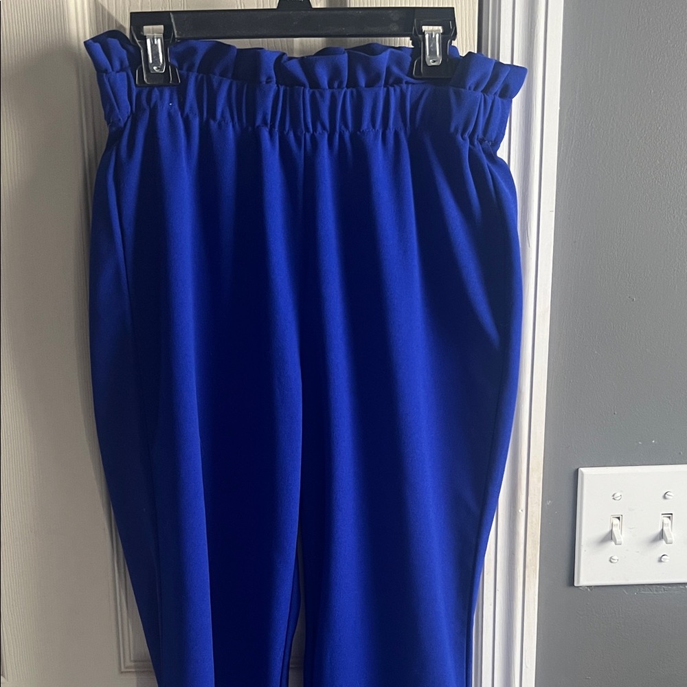 Royal Blue Ruffle Waist Pants